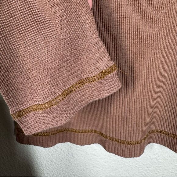 Peruvian Connection Brown Ribbed Long Sleeve Shirt Fitted Women’s Size XS - Picture 3 of 5